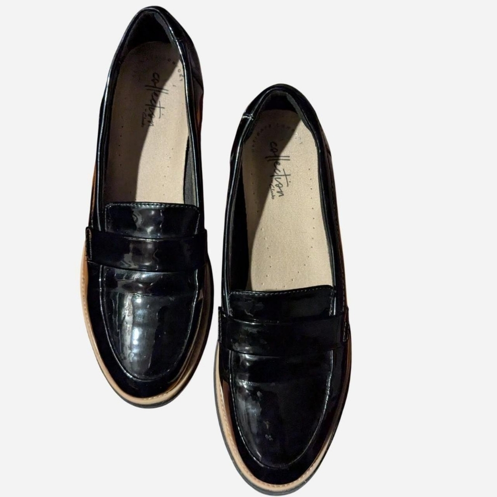 Clarks Collection Patent Leather Sharon Dolly Loafers Size 9